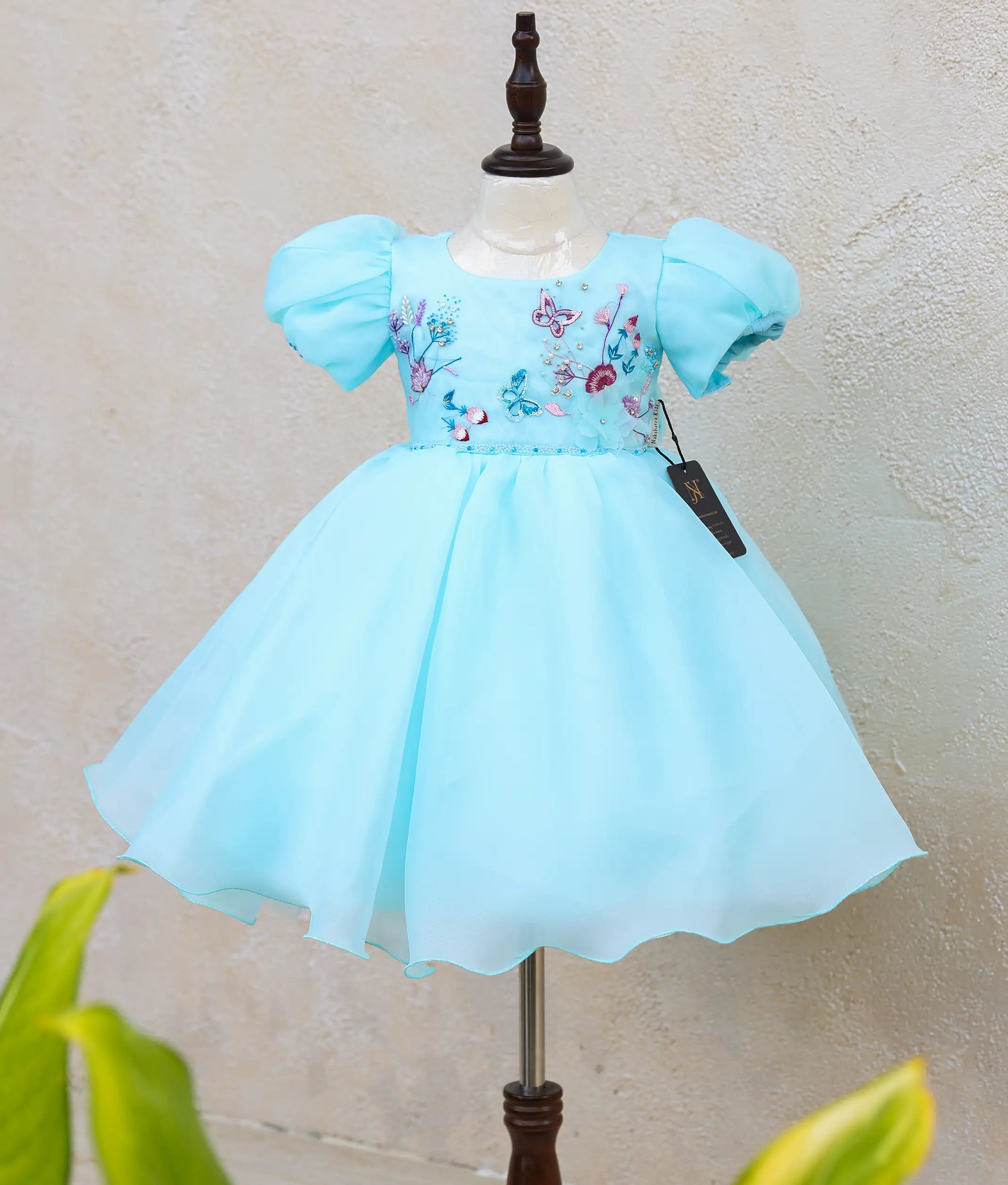 Sky Blue Plain Organza Theme Frock for Baby Girl | Nakshatra Kids 30 (7 to 8YRS)
