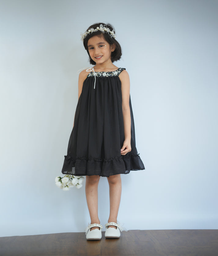 gothic black wedding dress A-Line Black Gothic Wedding Dress 3D Flowers Tulle With Cape, Black / 14 main image 0