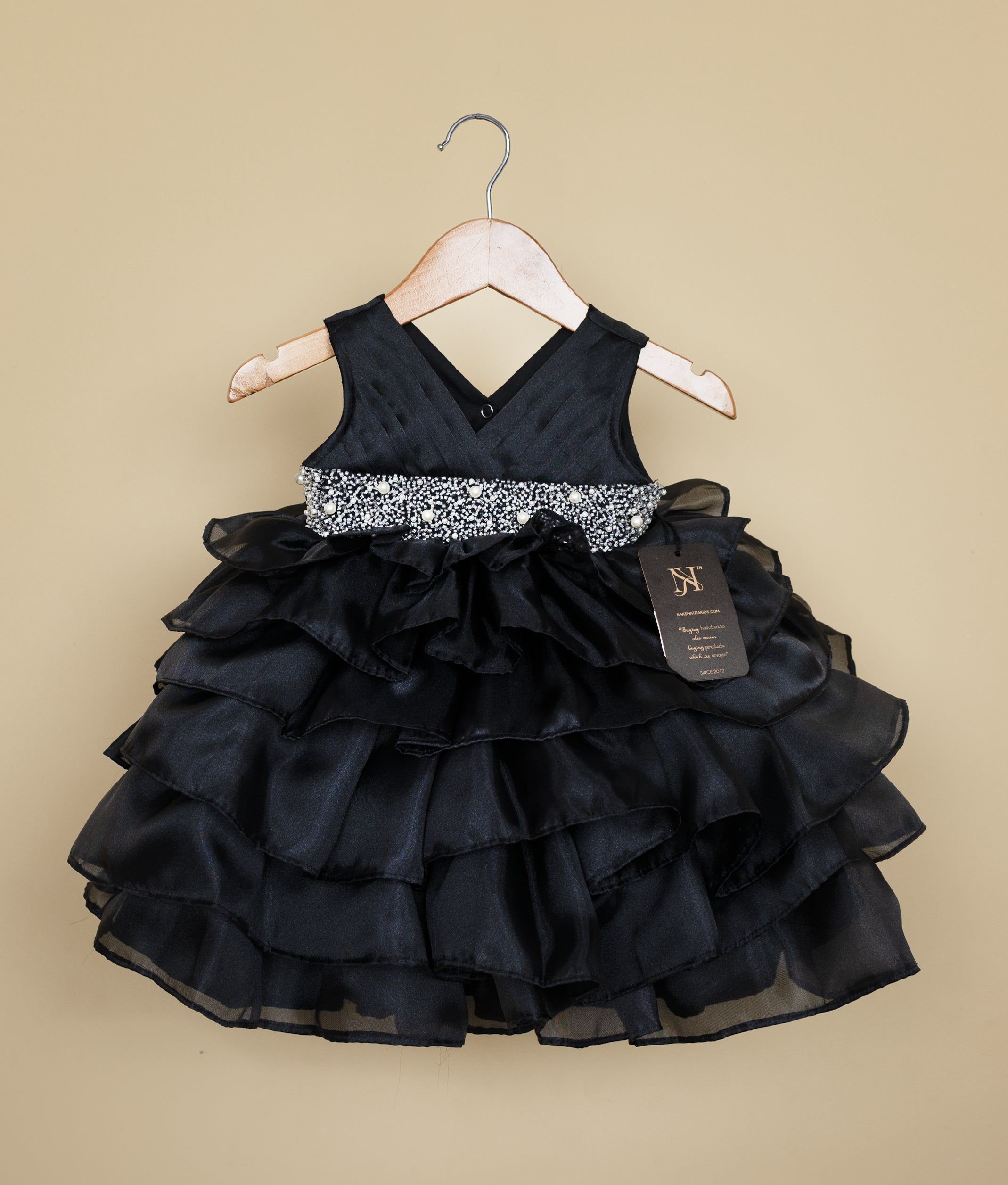 Black Plain Organza Pleated Birthday Frock | Nakshatra Kids 18 (1 to 2Yrs) Black Plain Organza Pleated Birthday Frock | Nakshatra Kids 18 (1 to 2Yrs)