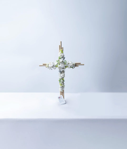 Nakshatra Kids style Cross handcrafted baptism cross, a premium boutique religious accessory for baby ceremonies