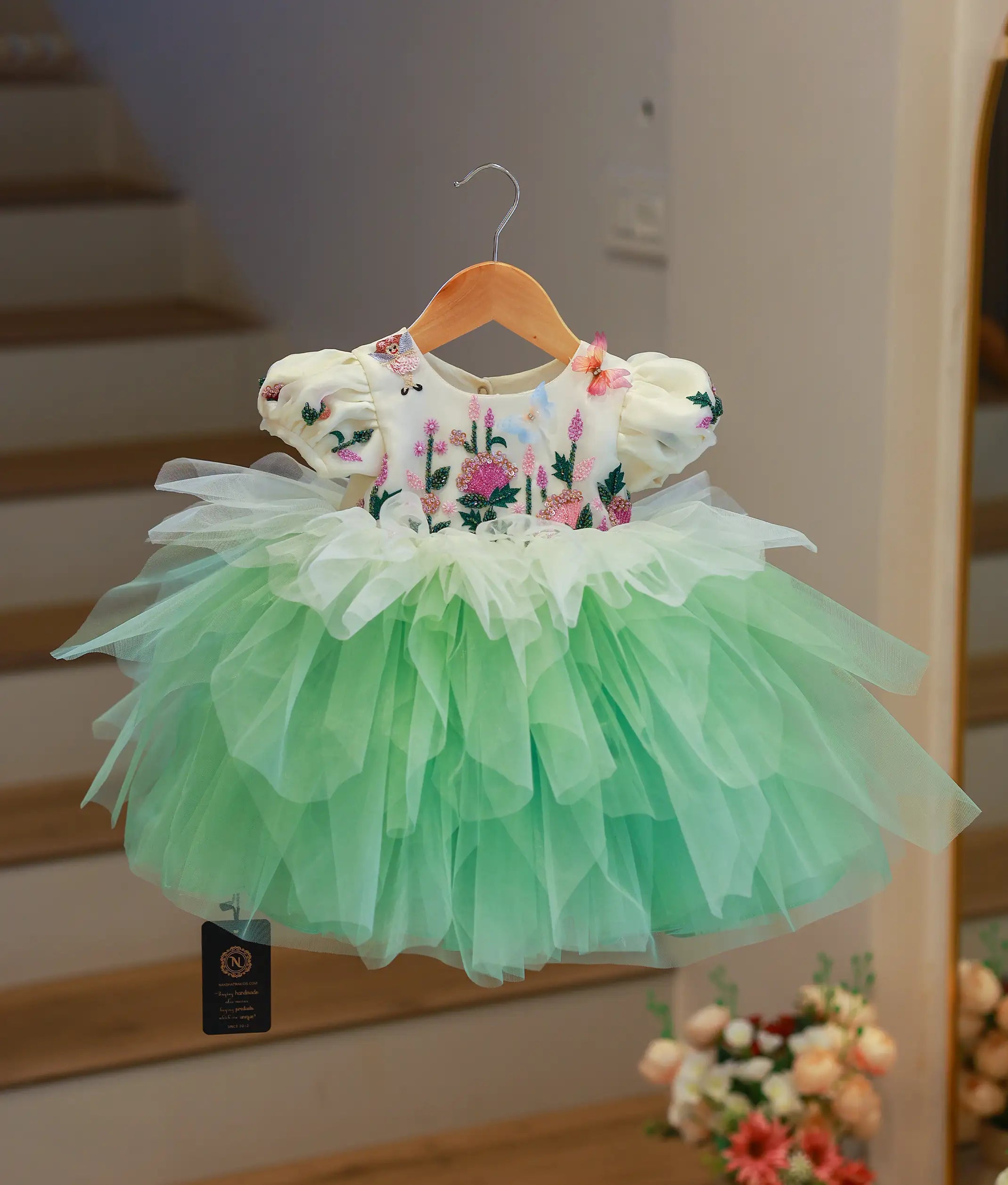 Off-white Princess Theme Step Birthday Frock