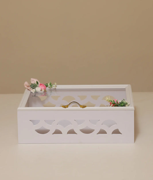 white multi-wood baptism box against plain background