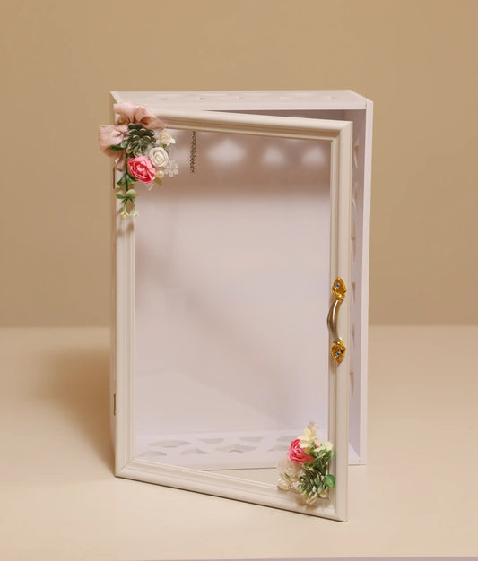 white multi-wood baptism box against plain background