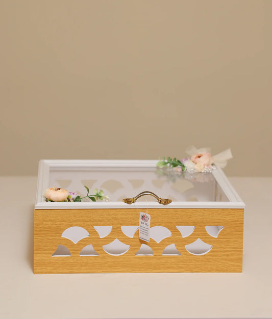 Multi-wood square peach flower decorative baptism box