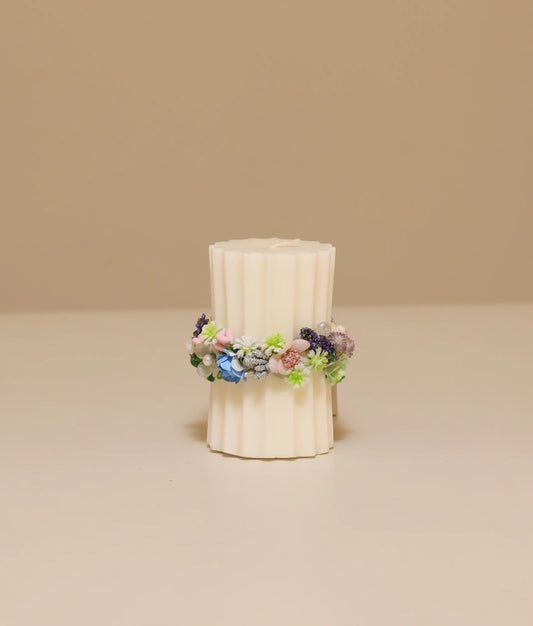 Off-white pillar floral flower candle for your baby baptism