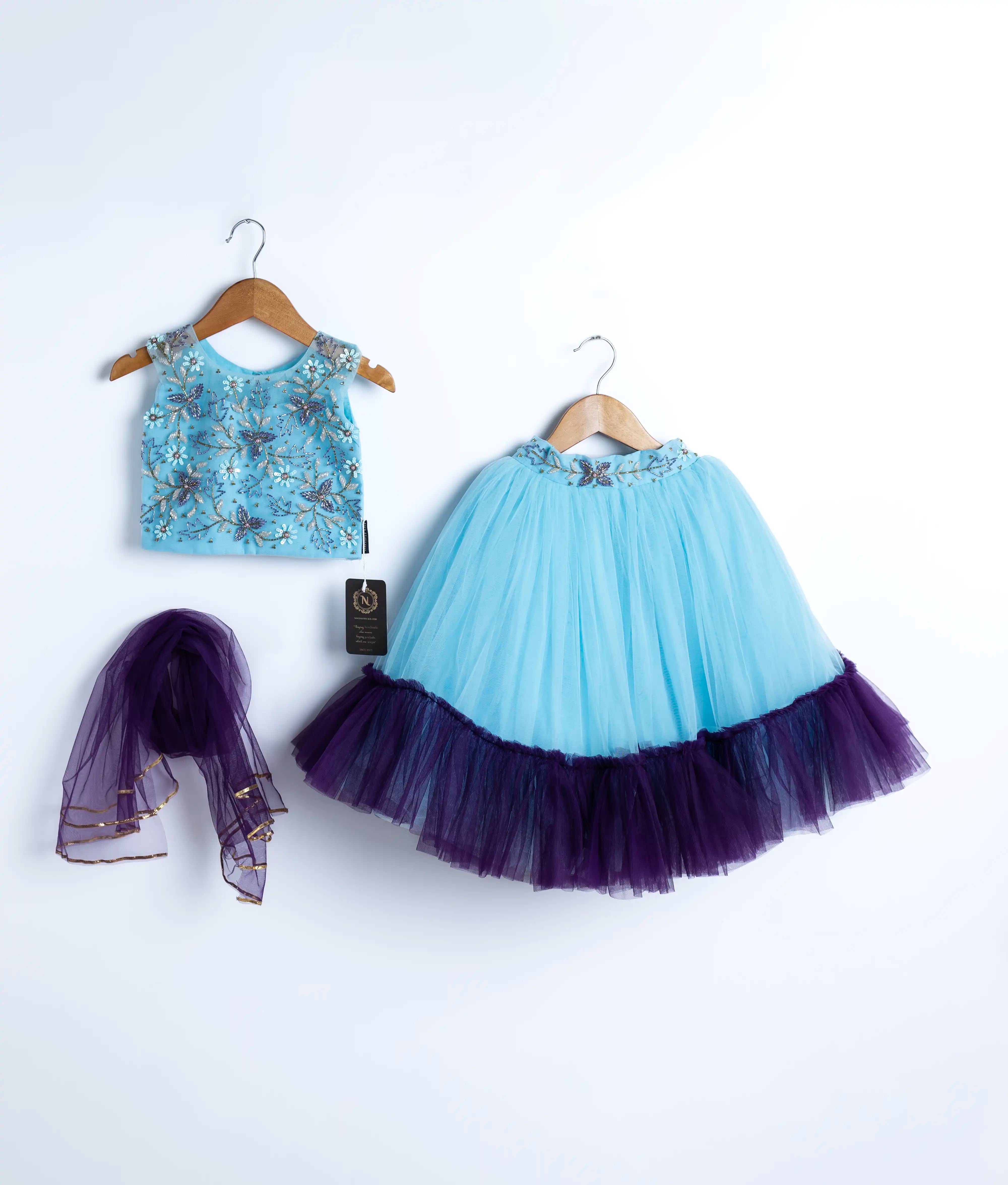 sky blue net skirt