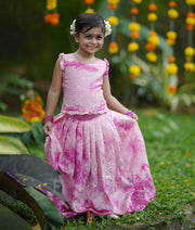 Pastel Pink Classic Pongal Top With Full Length Skirt [2693]