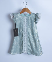 Pastel Green Milan Foil A-line Frock For Baby Girl [Ready to ship:2530]