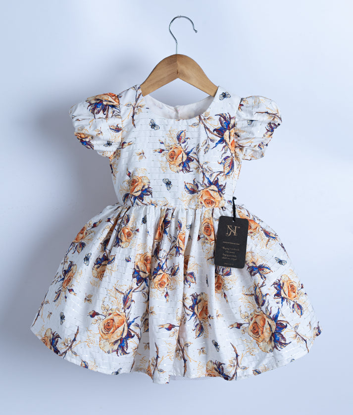 Printed Organza Cotton Frock For Baby Girl [2527]