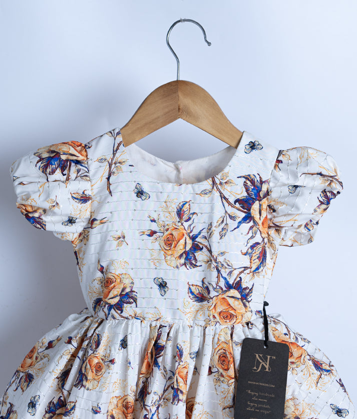 Printed Organza Cotton Frock For Baby Girl [2527]
