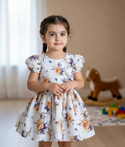 Printed Organza Cotton Frock For Baby Girl [Ready to ship :2527]