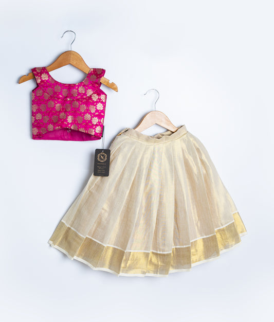 Classic Vishu Crop Top With Full Skirt (7844)