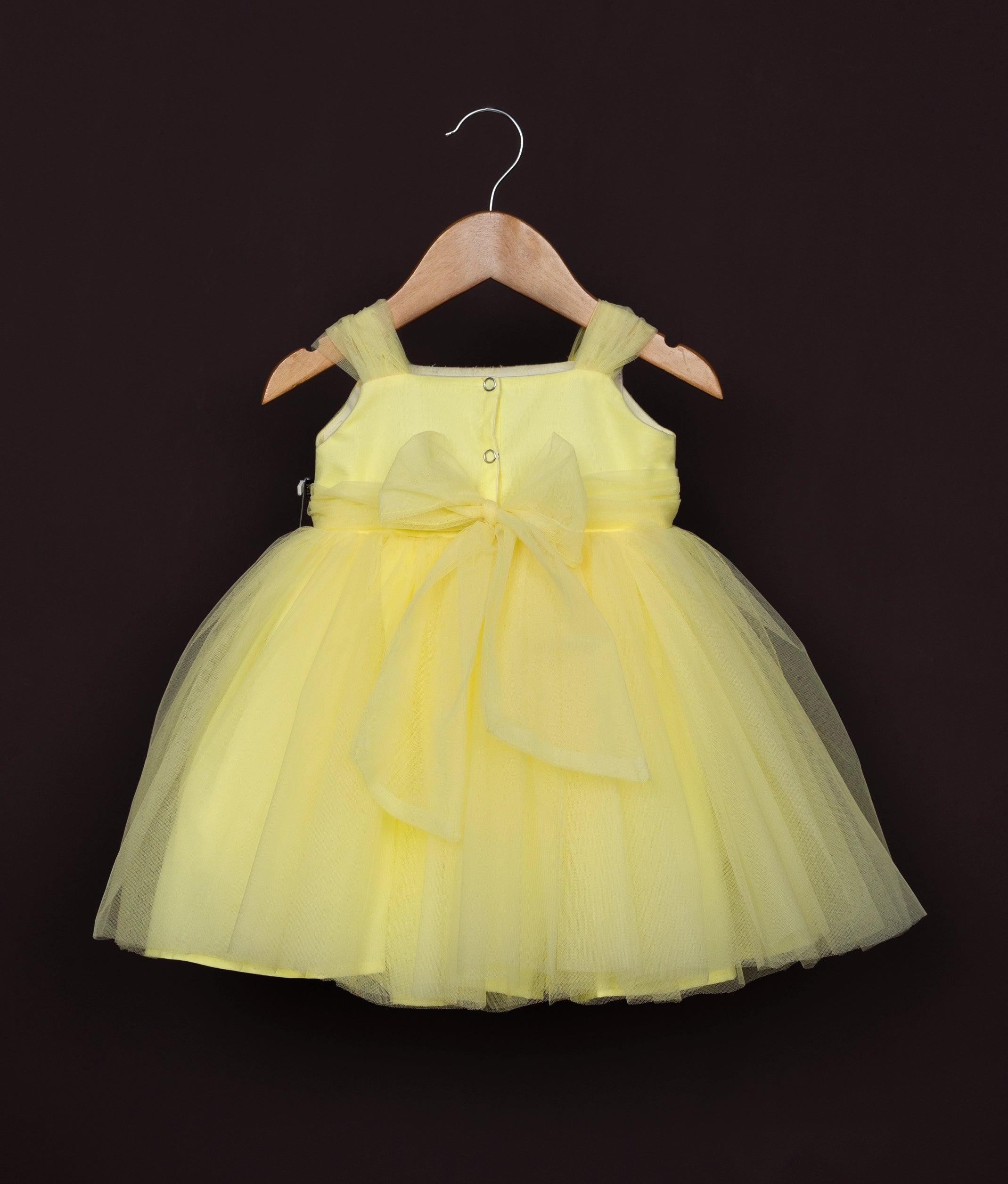 Yellow Tulle Net Handworked Party Wear Frock For Baby Girl [Ready to Ship :2168]