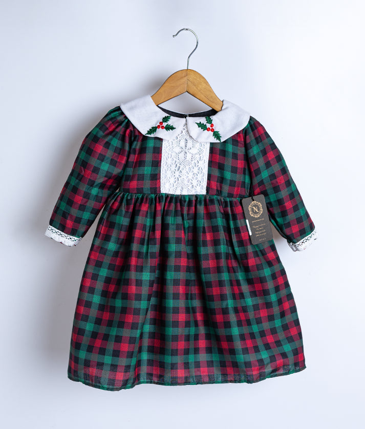Red and green Shade X-Mas frock For Baby Girl [Ready To Ship: 2420]
