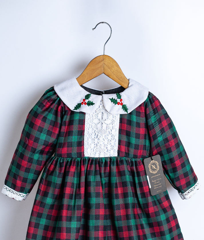 Red and green Shade X-Mas frock For Baby Girl [Ready To Ship: 2420]