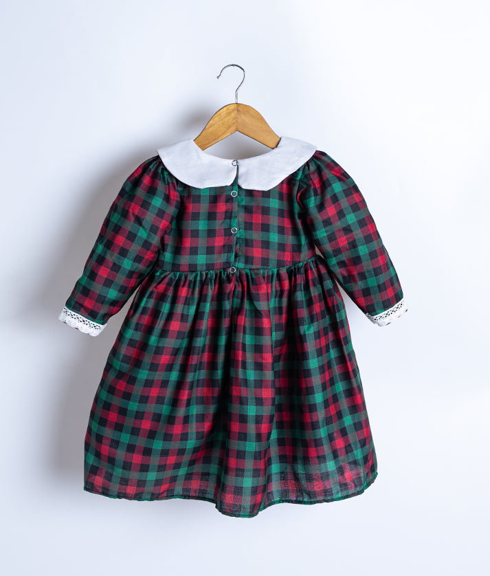 Red and green Shade X-Mas frock For Baby Girl [Ready To Ship: 2420]
