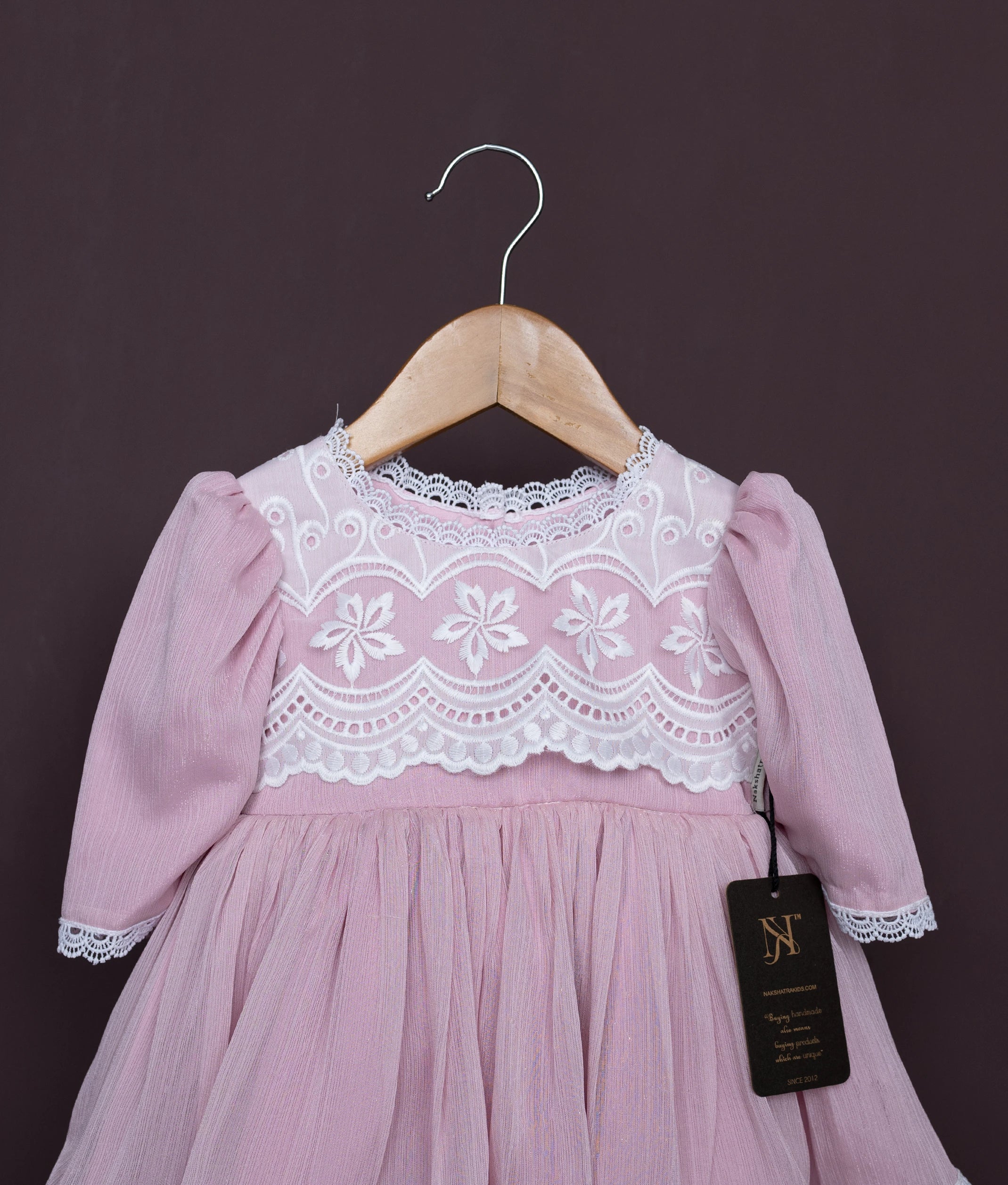 Pink Shimmer Georgette Birthday Frock For Baby Girl [2705]