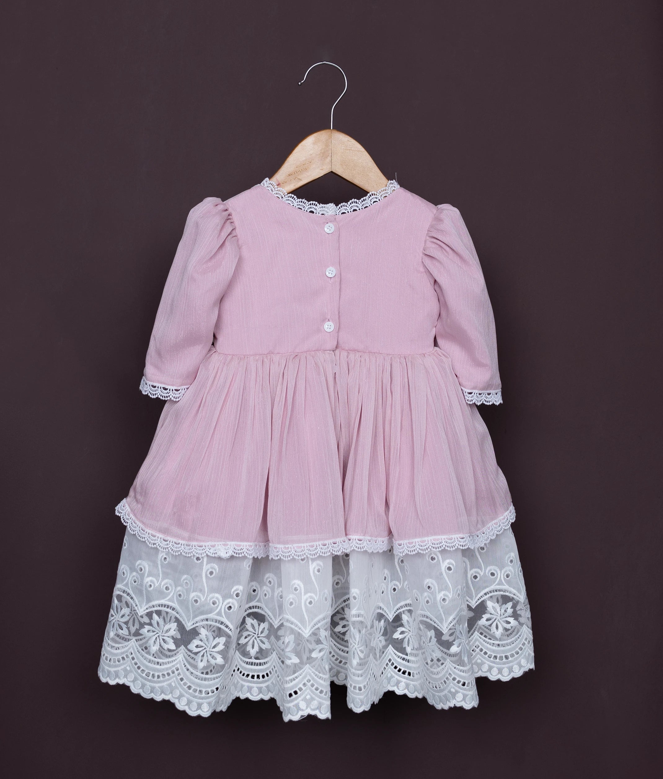 Pink Shimmer Georgette Birthday Frock For Baby Girl [2705]