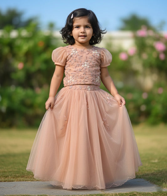 Beighe Tulle Net Handworked Skirt And Top For Baby Girl [Ready To Ship: 2133]
