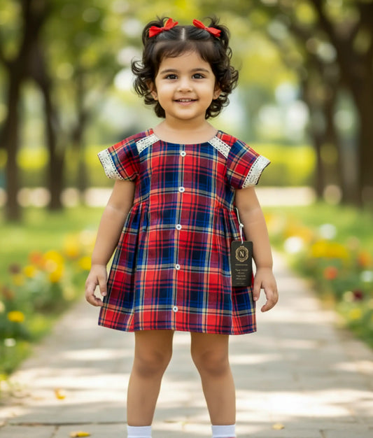 Red and White Cotton Chrismas Frock For Baby Girl [Ready to ship: 2419]
