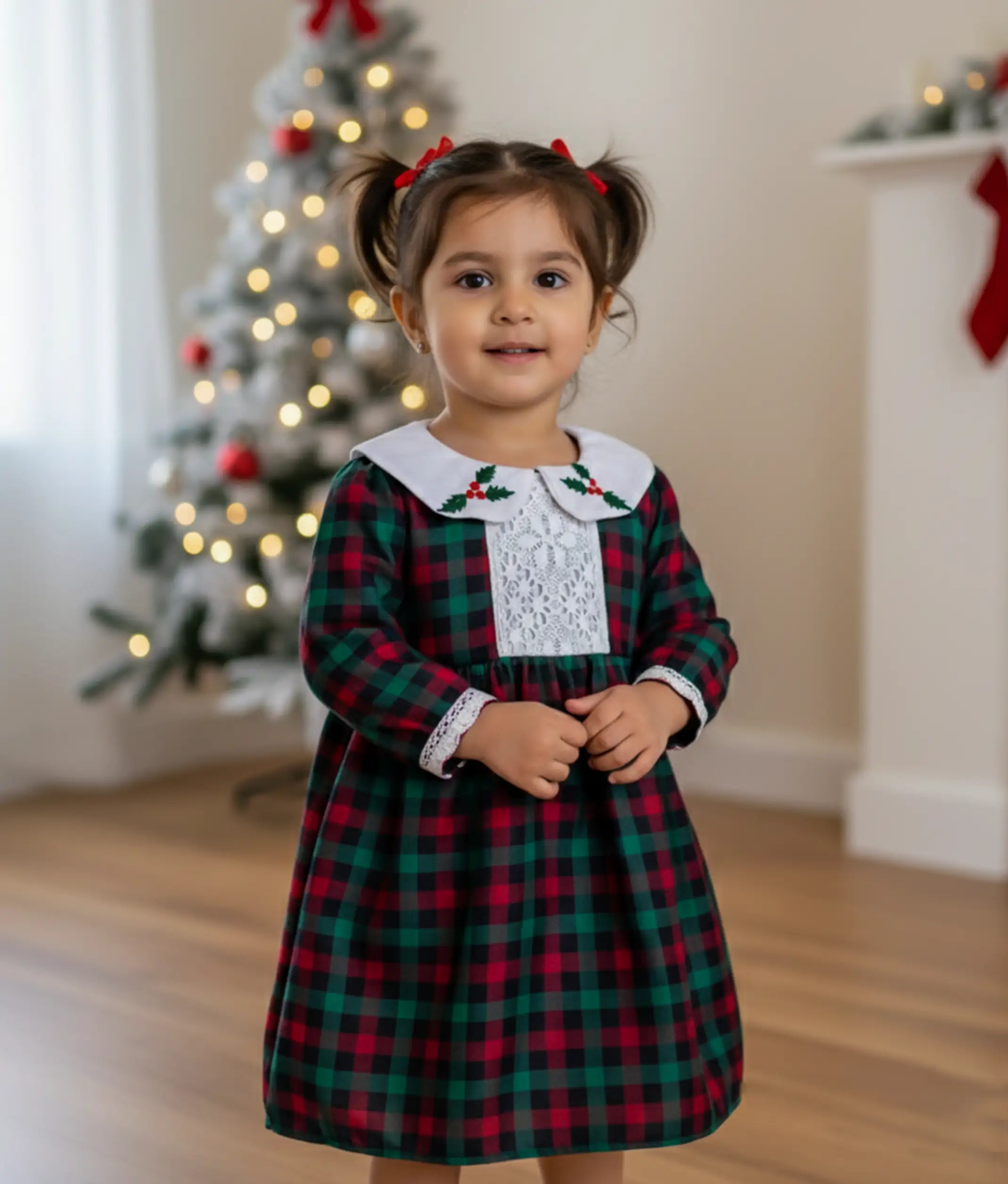 Red and green Shade X-Mas frock For Baby Girl [Ready To Ship: 2420]