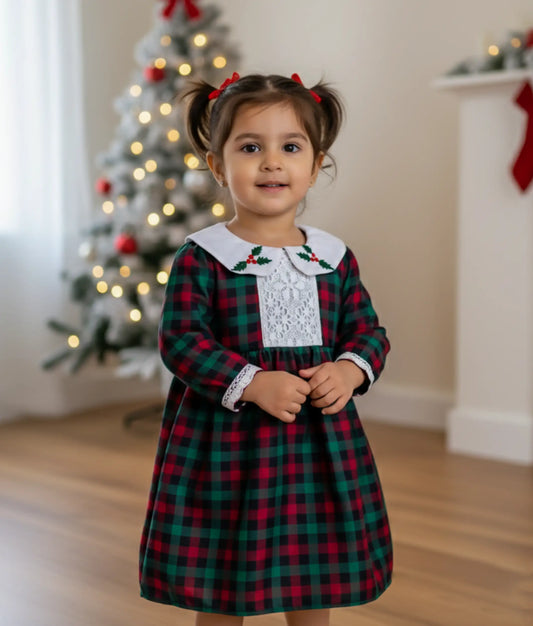 Red and green Shade X-Mas frock For Baby Girl [Ready to ship :2420]