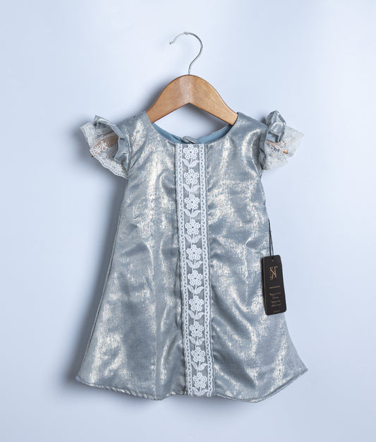 Pastel Blue  Million foil  A-line frock For Baby Girl [Ready to ship:2531 ]