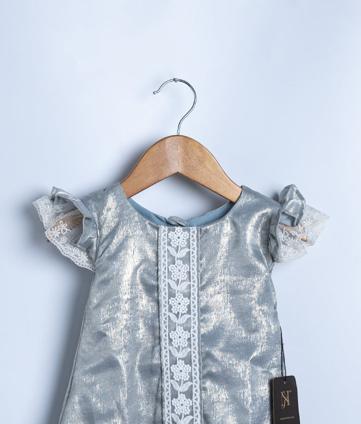 Pastel Blue  Million foil  A-line frock For Baby Girl [Ready to ship:2531 ]