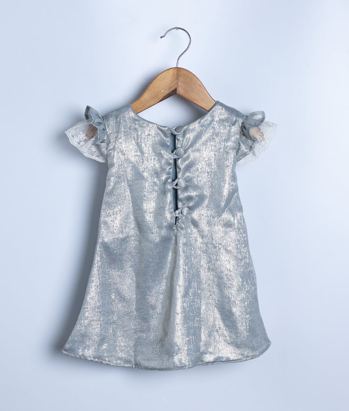 Pastel Blue  Million foil  A-line frock For Baby Girl [Ready to ship:2531 ]