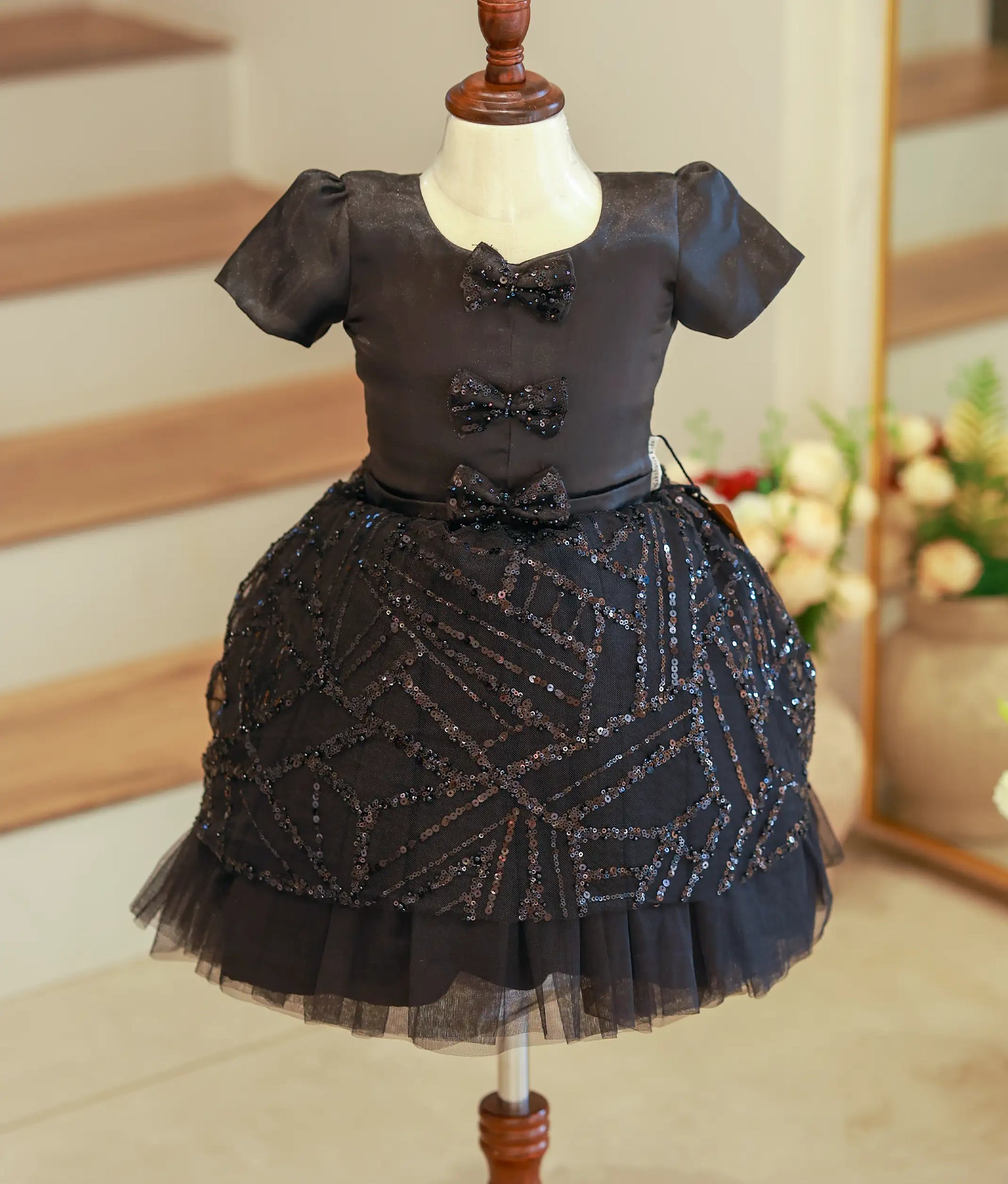Black Work Material Frock For Baby Girl