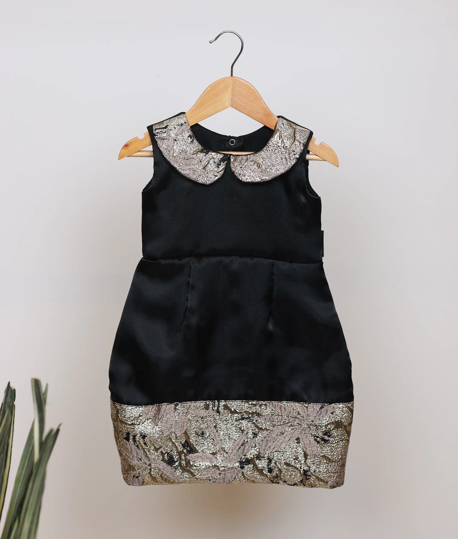 Black Plain Organza Fish Cut Frock For Baby Girl