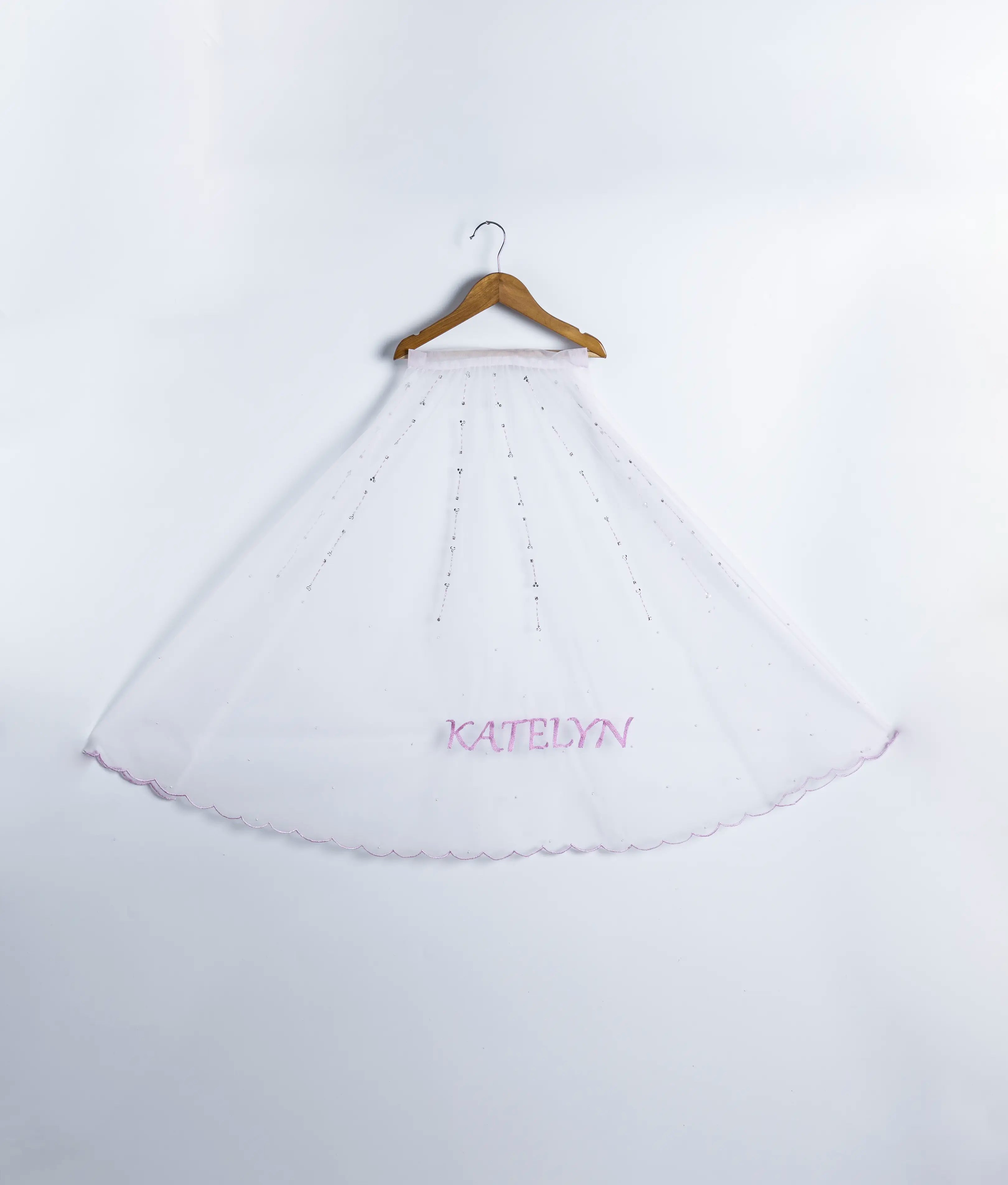 Elegant handworked tulle net tail accessory for a princess-themed birthday dress