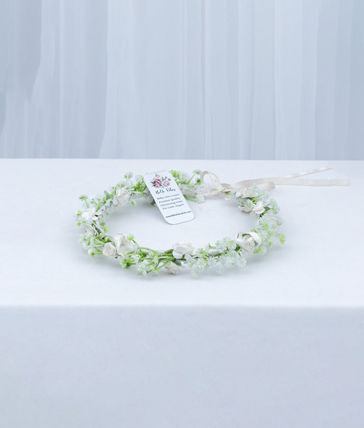 Nakshatra Kids style CR19 pastel handcrafted baptism tiara, a premium ready-to-ship accessory for baby girls.