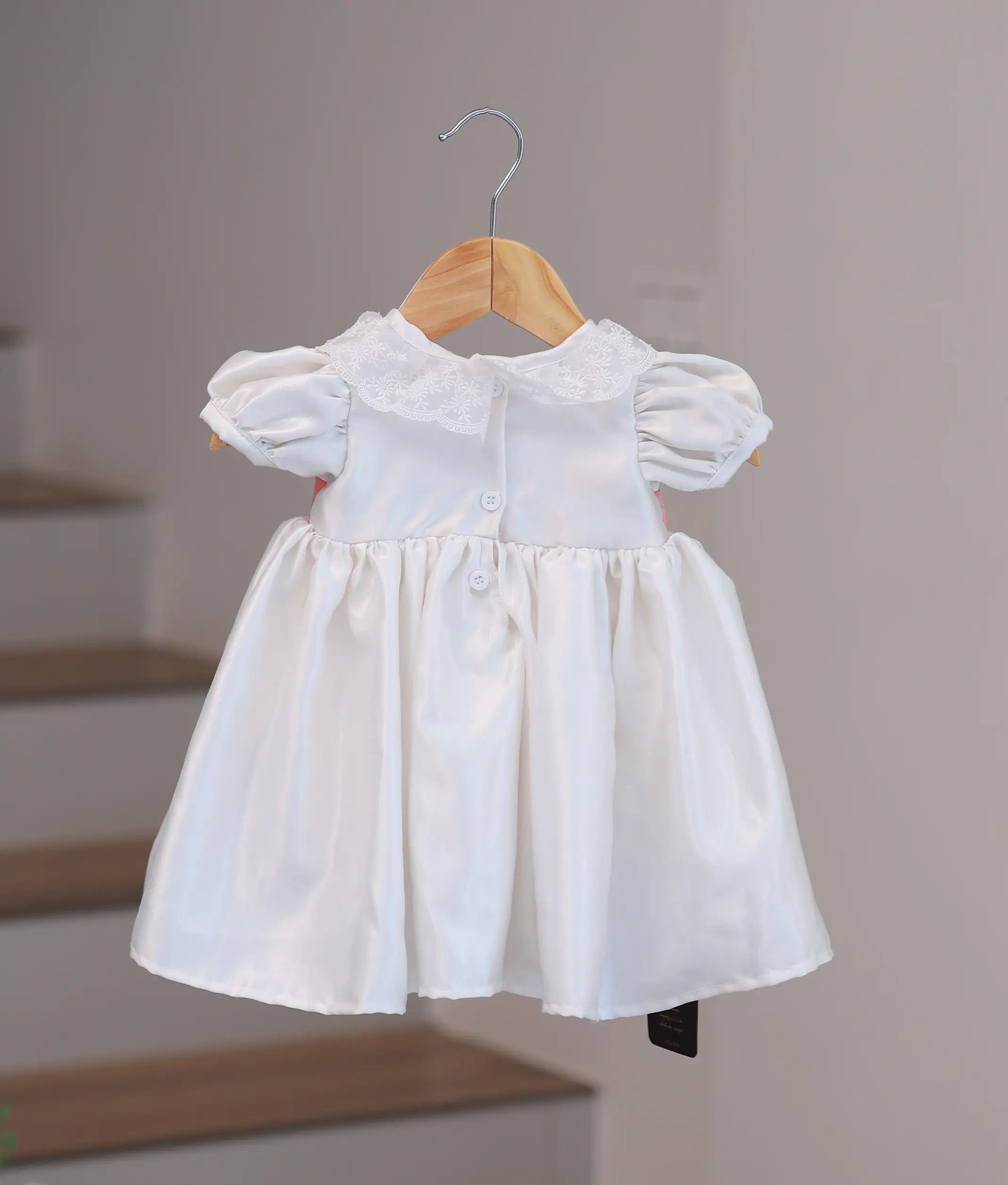 Off-white baptism frock, ready to ship for baby girl christenings and naming ceremonies