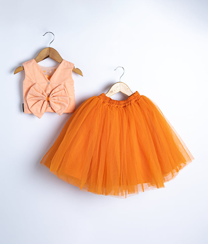 Peach Handwork Crop Top With Orange Full Length Skirt For Baby Girl –  NakshatraKids LLP