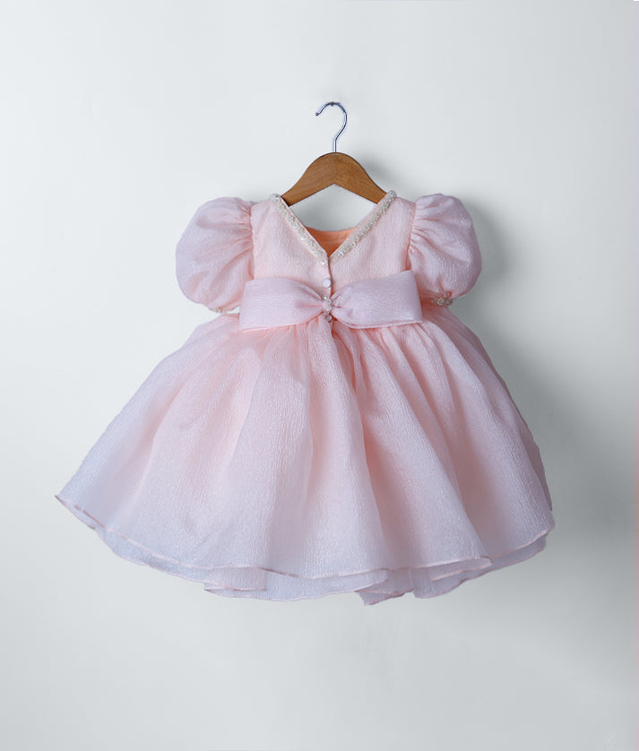 Peach Crush Organza Butterfly Theme Birthday Frock for Baby Girl [2732]