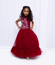 Maroon Handwork Crop Top with Full Length Skirt For Baby girl [Ready to ship :2278]