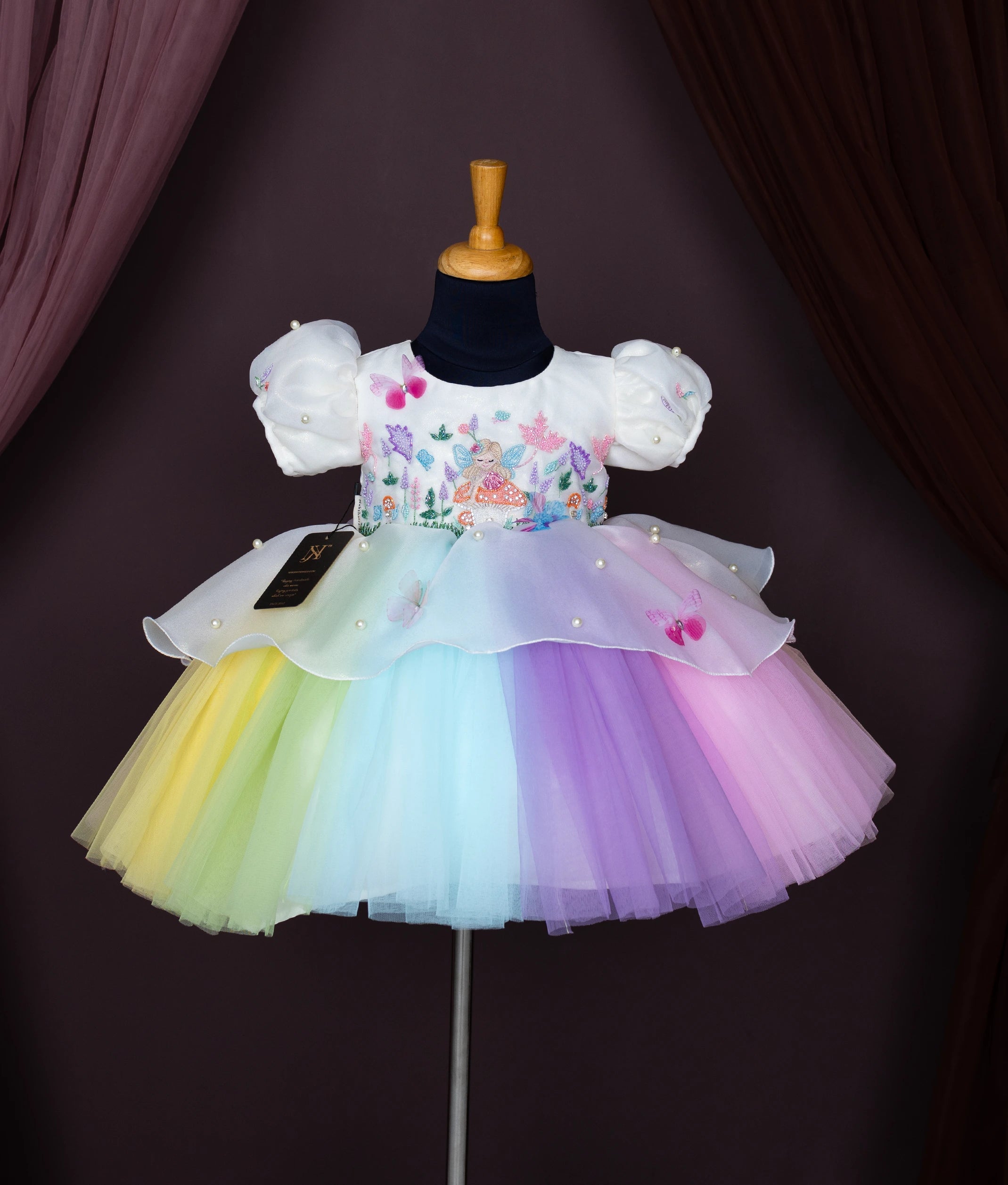 Multi colour Fairy Theme BIrthday Frock For Baby Girl [Pre Order: 5073]