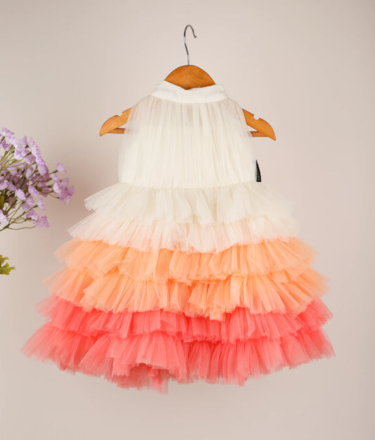 Multicolour Tulle Net Birthday Frock For Baby Girl [Ready To Ship :1101]