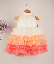Multi-Colour Tulle Net Step Birthday Frock [Pre Order: 1101]