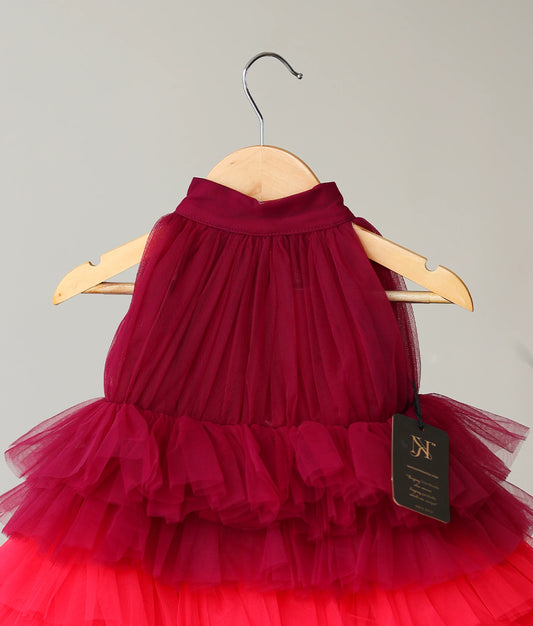 Multi-color Tulle Net Step Birthday Frock For Baby Girl [Ready to ship: 1502]