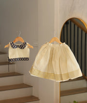 Golden Kasavu Cotton Skirt and Top for Baby Girl [2051]