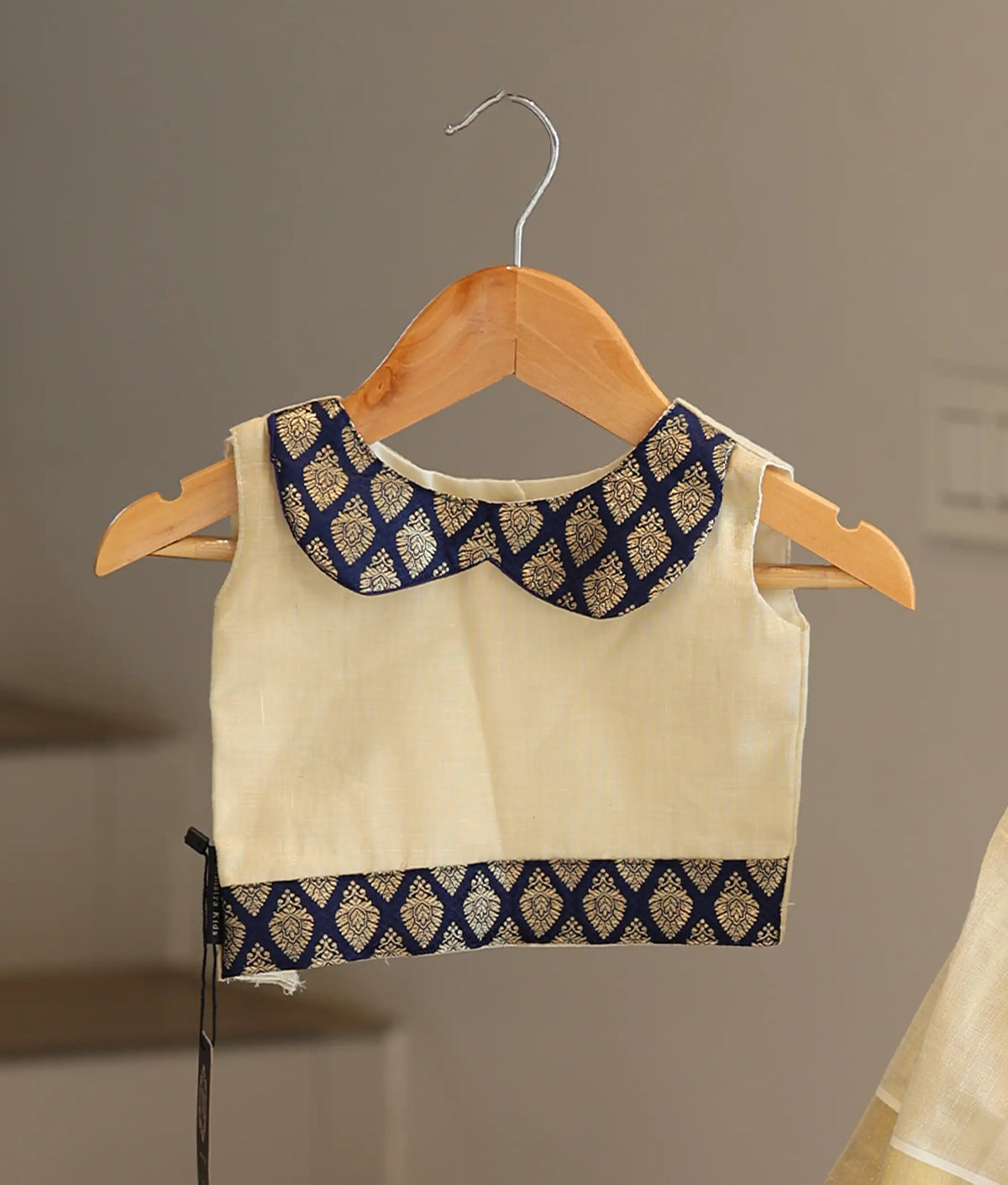 Golden Kasavu Cotton Skirt and Top for Baby Girl [2051]