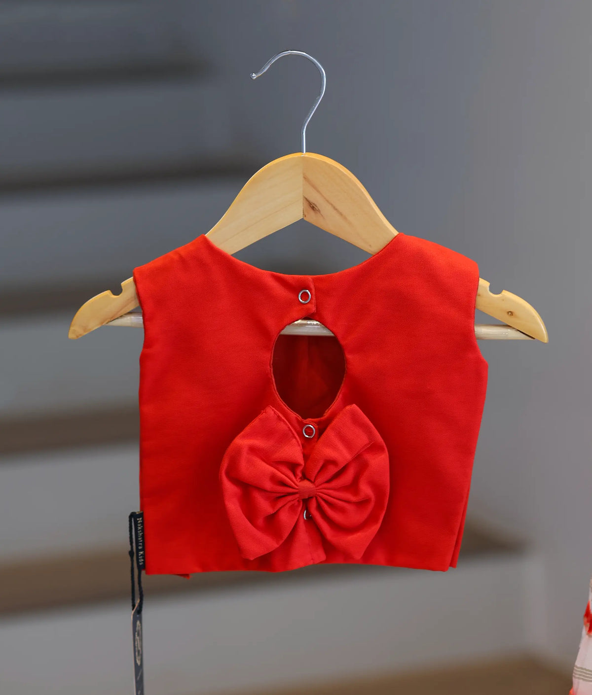 Red Embroidery Crop Top with Full Length Organza Skirt For Baby Girl [2209]