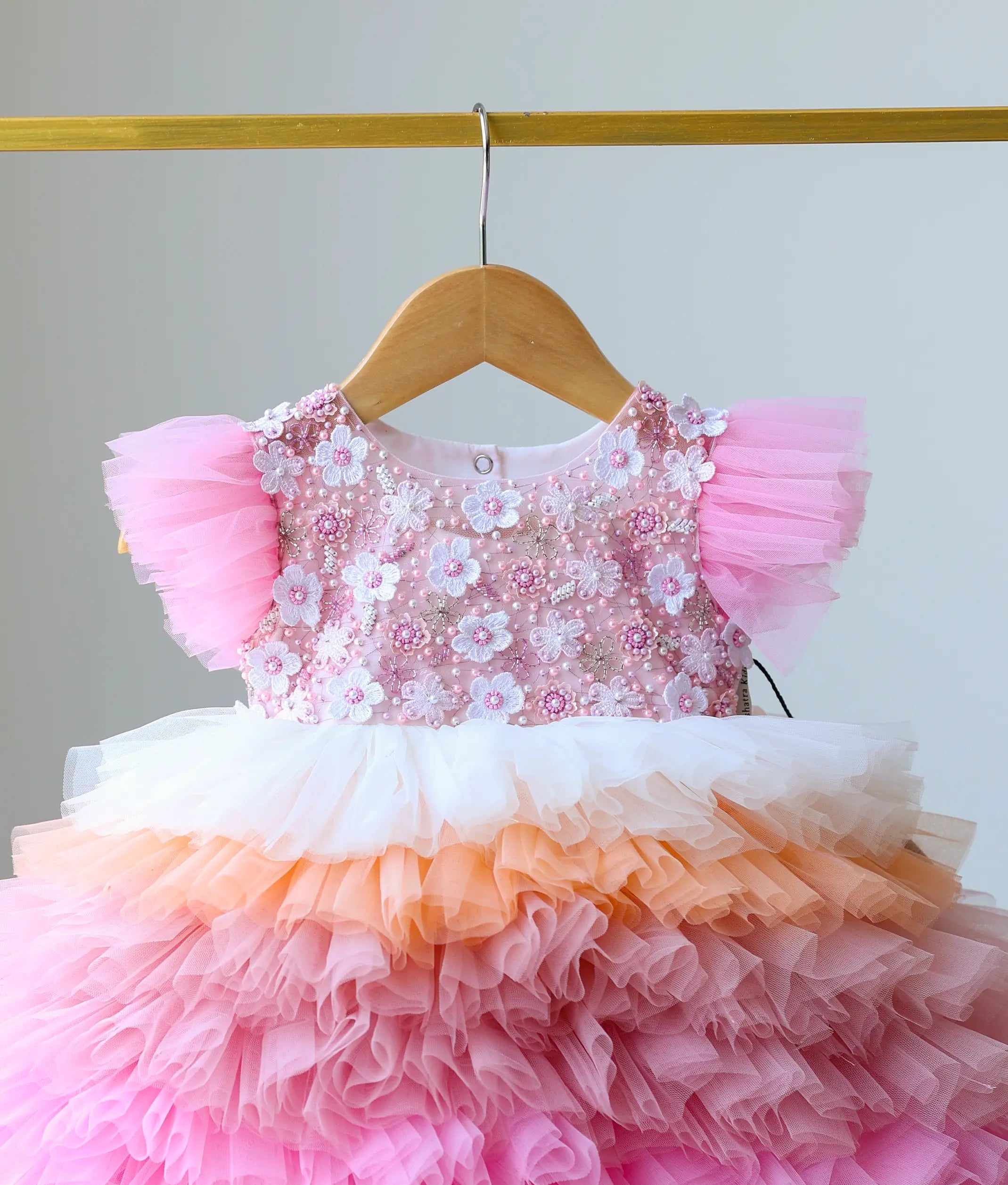 Multicolor Handworked Step Birthday Frock For Baby Girl [2441]