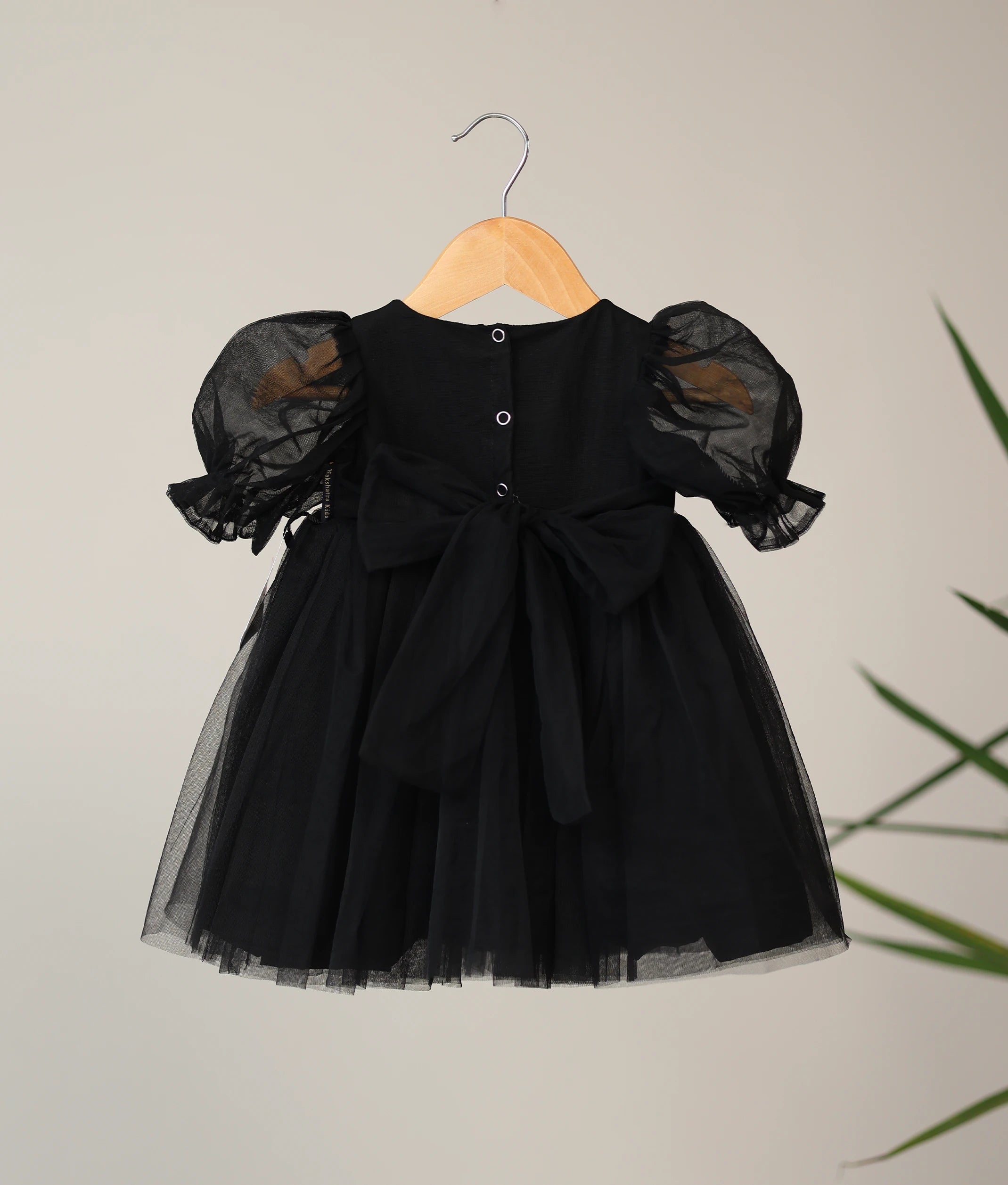 Black Tulle Net Embroidery Casual Frock For Baby Girl [Ready to ship: 2514]