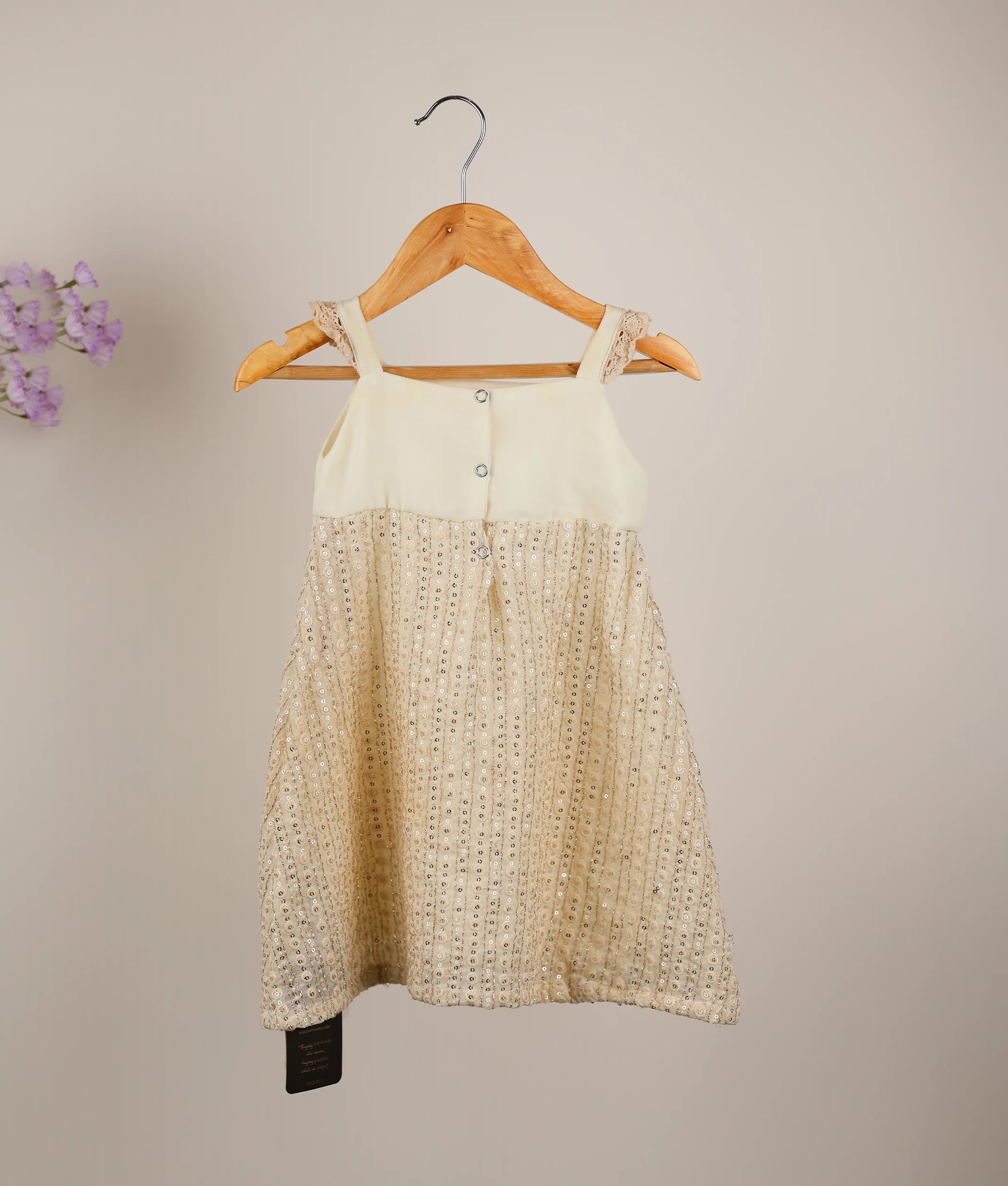Offwhite Floral Embroidery A-line Frock For Baby Girl [Ready To Ship: 2546]