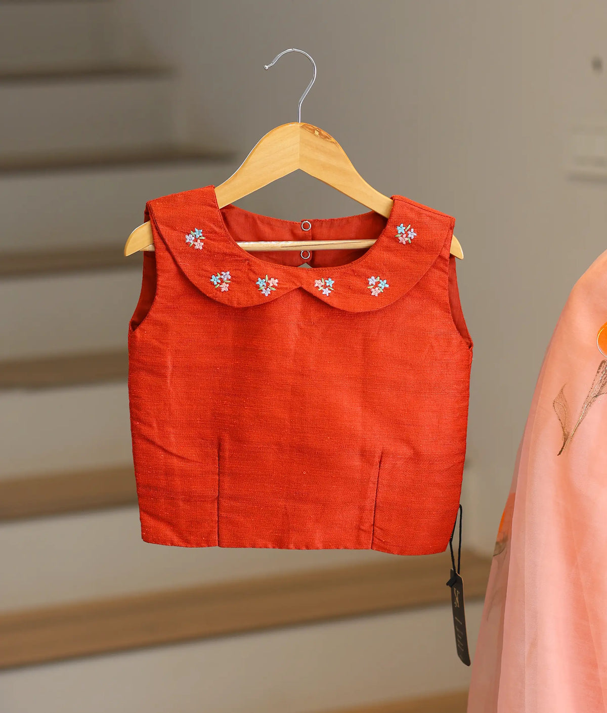 Rust Orange and Peach Organza Skirt and Top for Baby Girl [2633]