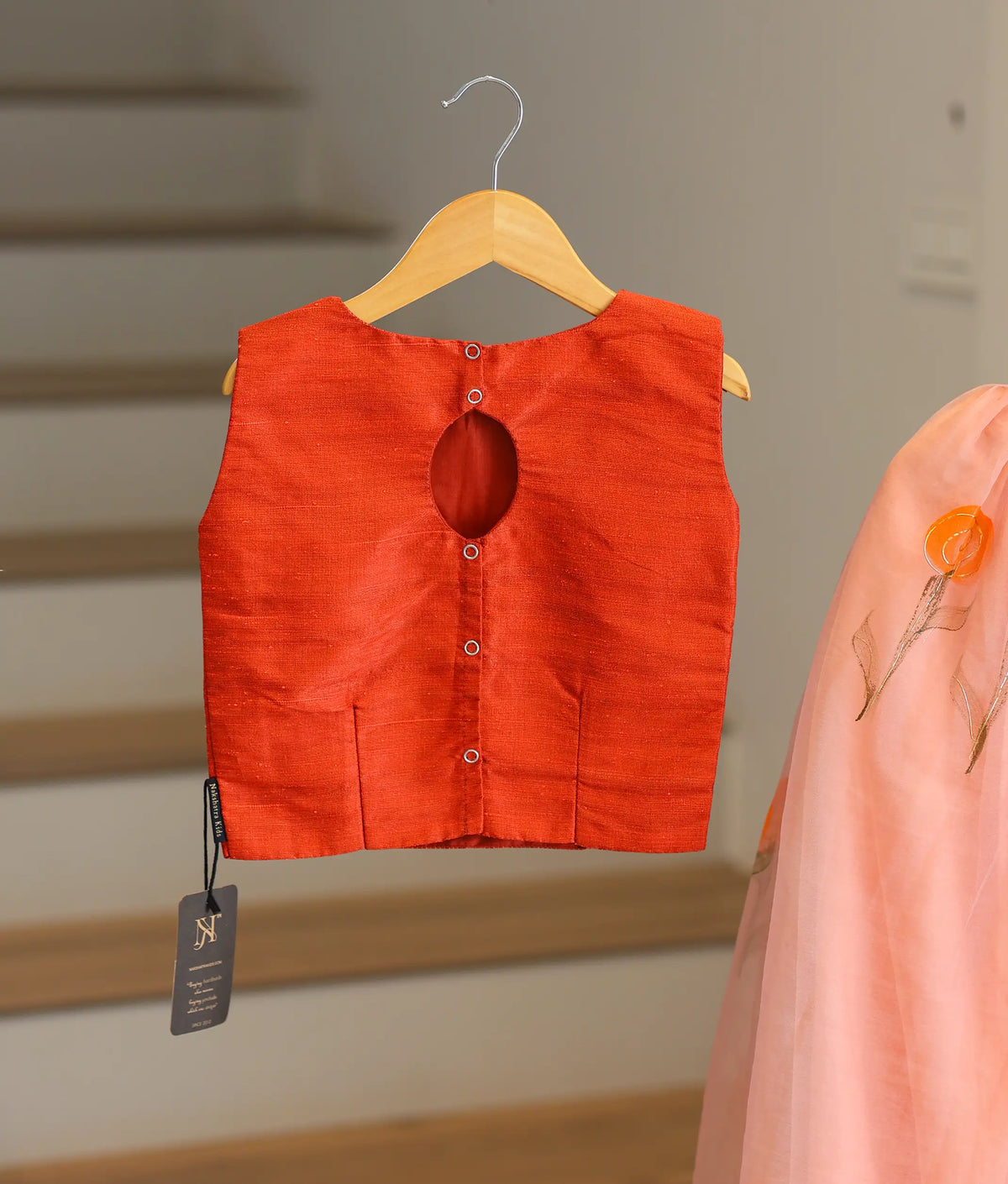 Rust Orange and Peach Organza Skirt and Top for Baby Girl [2633]