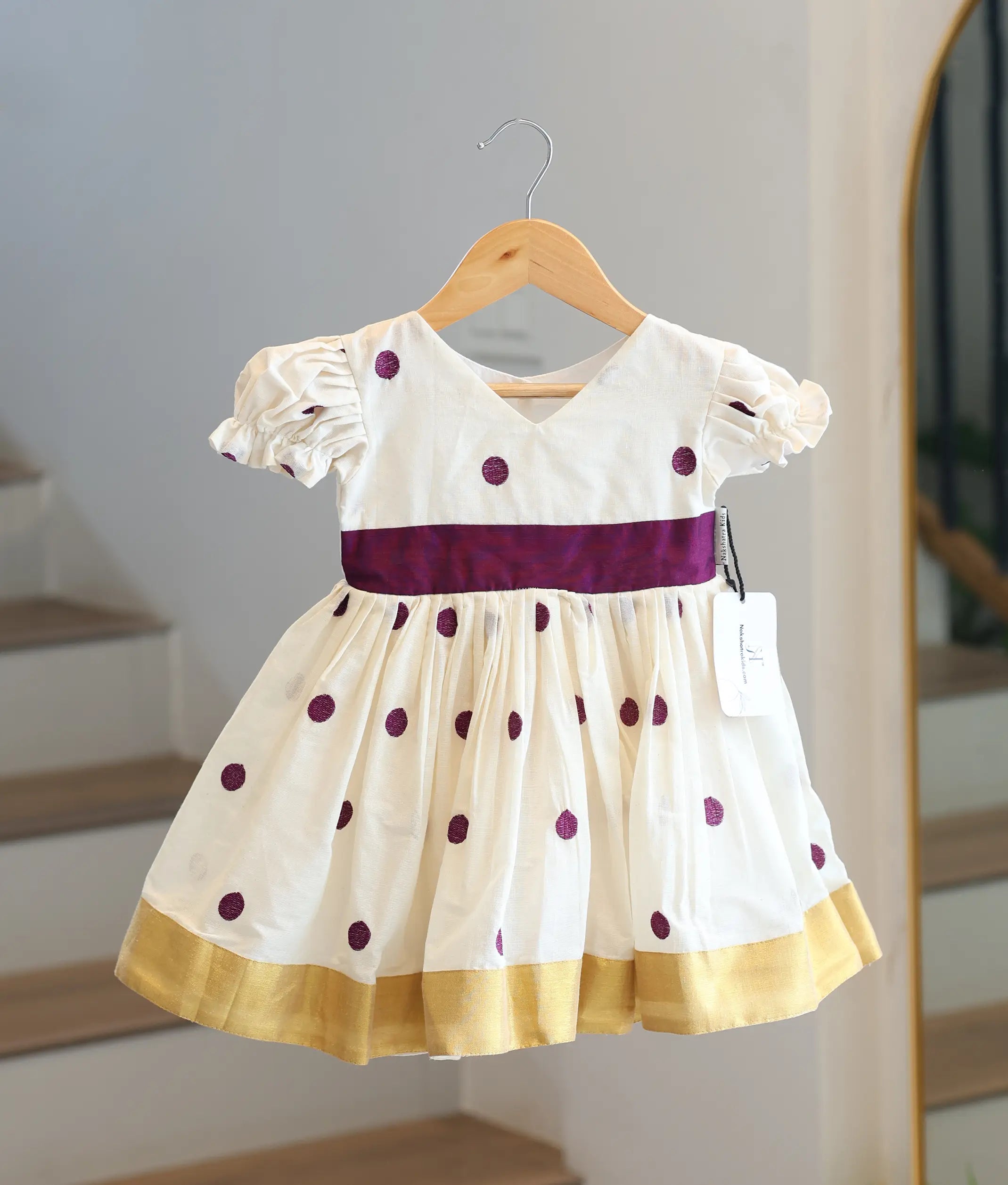 Off-White Cotton Frock for Baby Girl [2638]